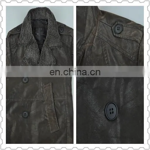 2015 last fashion mens hot selling handsome pu leather mens long coat