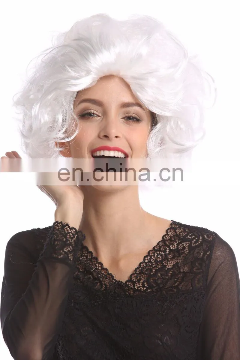 Short white DIVA style party wigs P-W206
