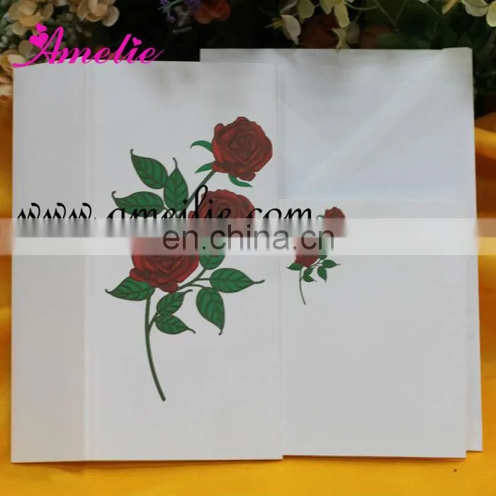 A018 New Arrival Rose Flower Design wedding invitation cards models