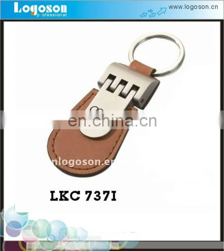 2014 top quality Dubai custom laser logo metal leather keyrings keychain