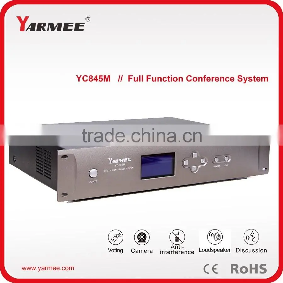 Voting function microphone with built-in speaker for conference system