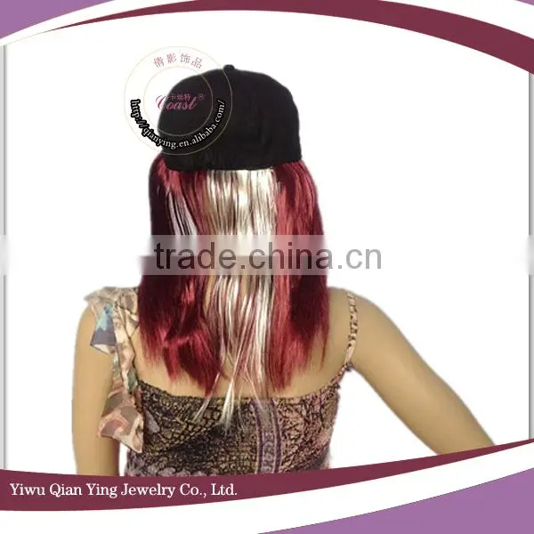 red and white cheap baseball cap wigs