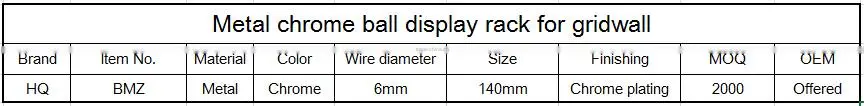 Metal chrome ball display rack for gridwall