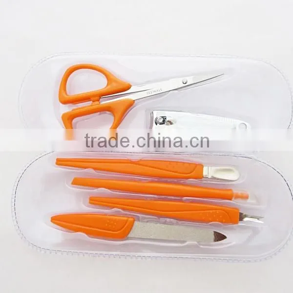 6pcs nail care set glasses case plastic manicure set