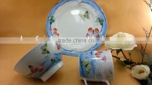 porcelain soup plate with hello kitty cat decal for kids daily use ceramic children dinner set with cheap price and good qualti