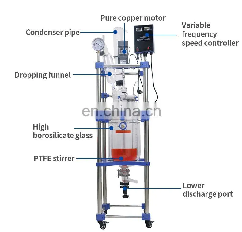 Vacuum distillation jacket heating glass reactor vessel 20l for sale