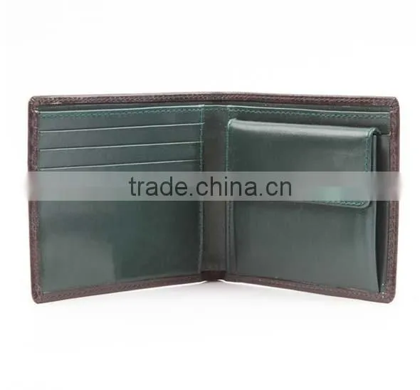 Top quality fashion bifold calf leather purses /men leather coin purses