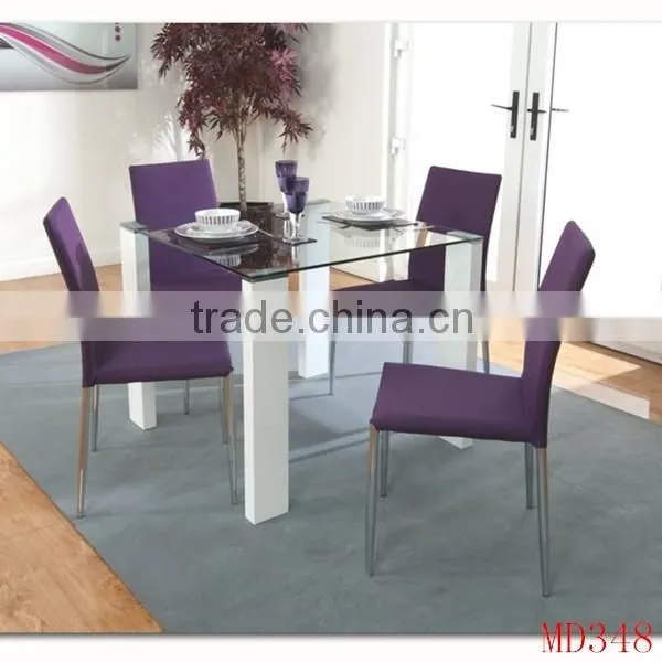 wood base square glass top dining table set