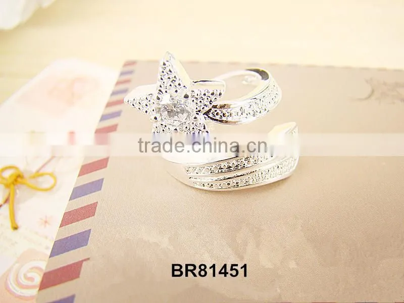 New Arrival Unisex Korea Jewelry Copper Plated With Silver Shape Star Series Ring With High Quality
