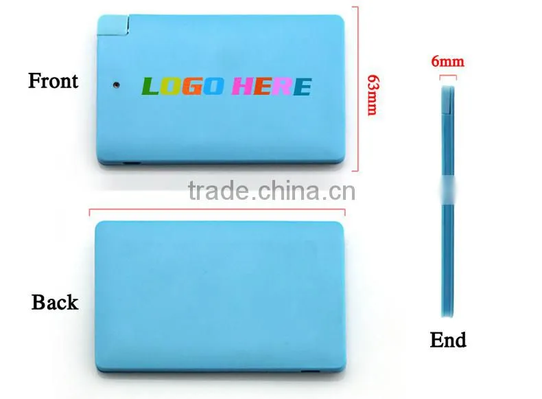 With charging cable power bank 4000mah for iphone ,cheapest oem brand credit card power bank 4000mah for iphone