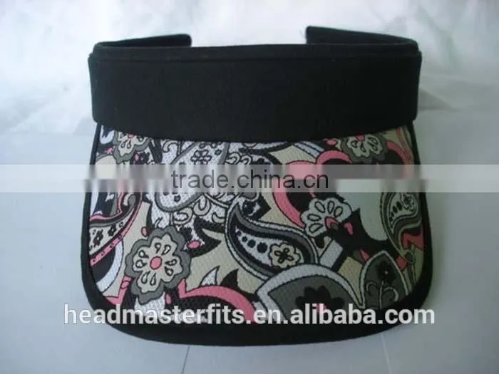 Printed brim cheap funny black truck sun visor cap sun visor hat