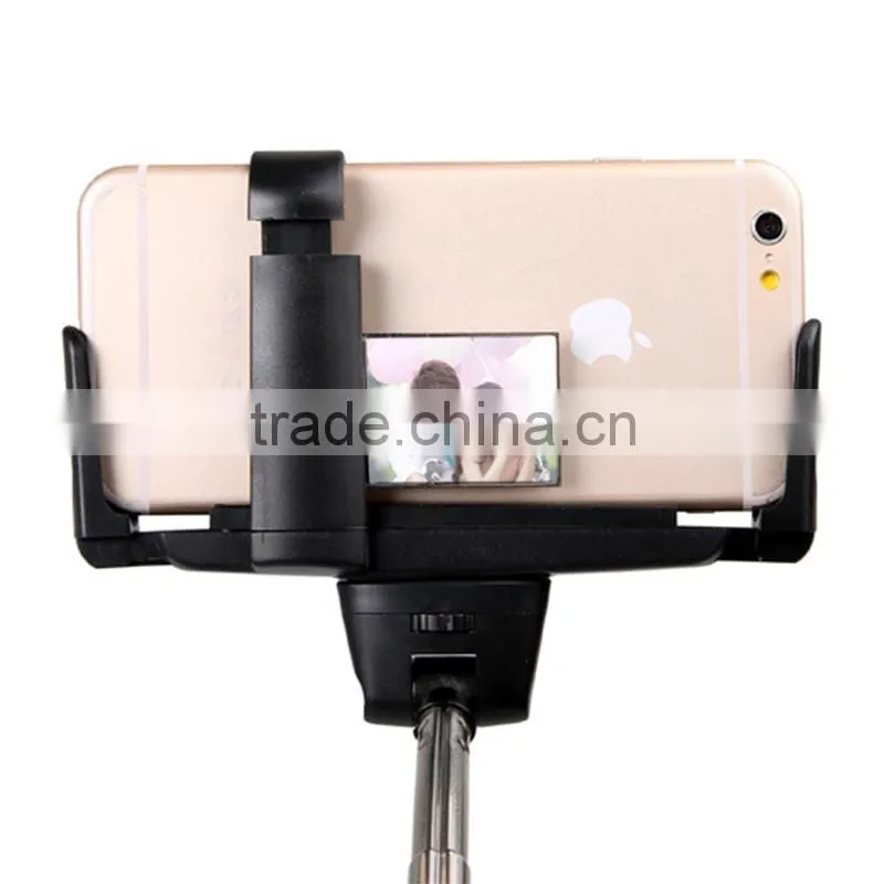 2015 wholesale Fashion fodable pocket cable monopod bluetooth selfie stick with mirror