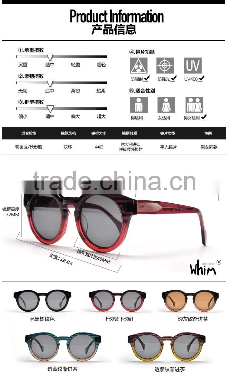 WHIM Vintage Round Frame Women Polarized Acetate Sunglasses