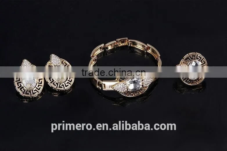 Fashion African beads Gold Plated Wedding Bridal Jewelry Sets for Women Crystal Necklace Party Gift