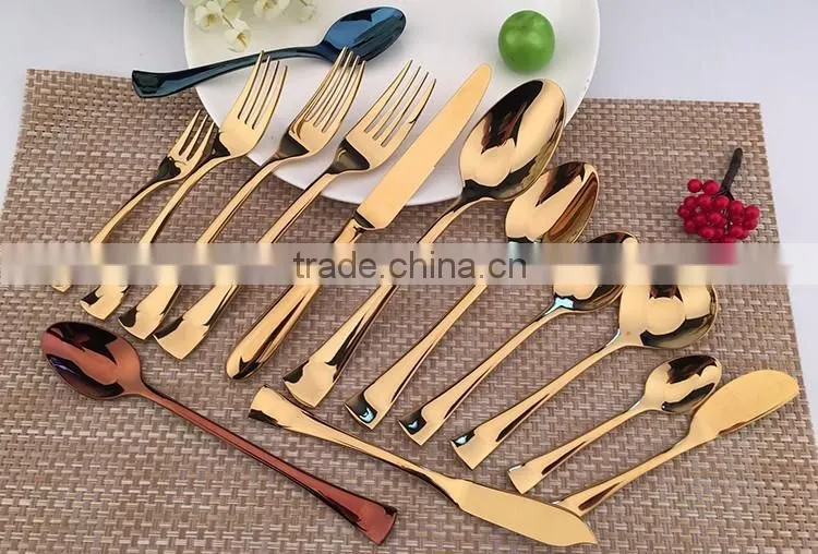 Gold plated flatware cultery set 8002
