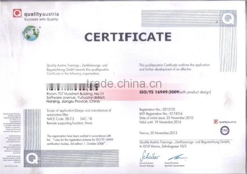 metal mesh and pu cap cartridge filter with engine