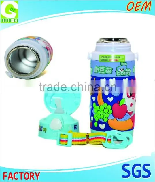 3D RUBBER WRAP Novelty sports 2016 insulated stainless steel water bottle insulated flask and thermos