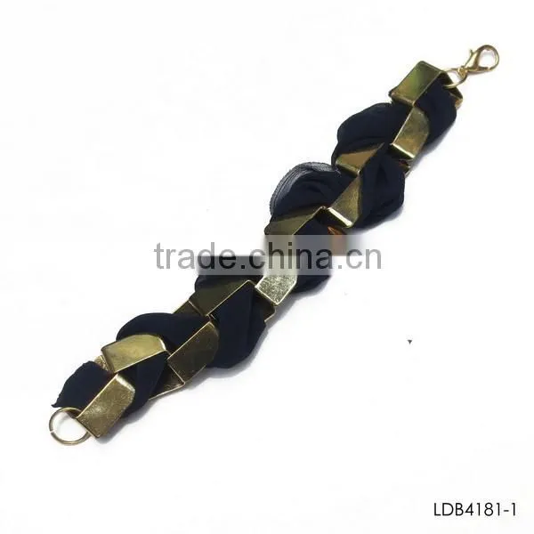 Yiwu Landy jewelry fabric and gold plating intertwined chain bracelet