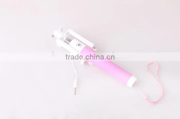 Wired Selfie Stick Handheld Monopod Built-in Shutter Extendable with Fold Holder For iPhone Samsung Smartphone Any Phones Camera