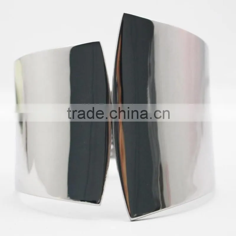 Punk Silver High Polished Cuff Bangle Jewelry Bracelet