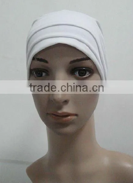 C003 plain tube underscarf with pleat,cotton underscarf and hats