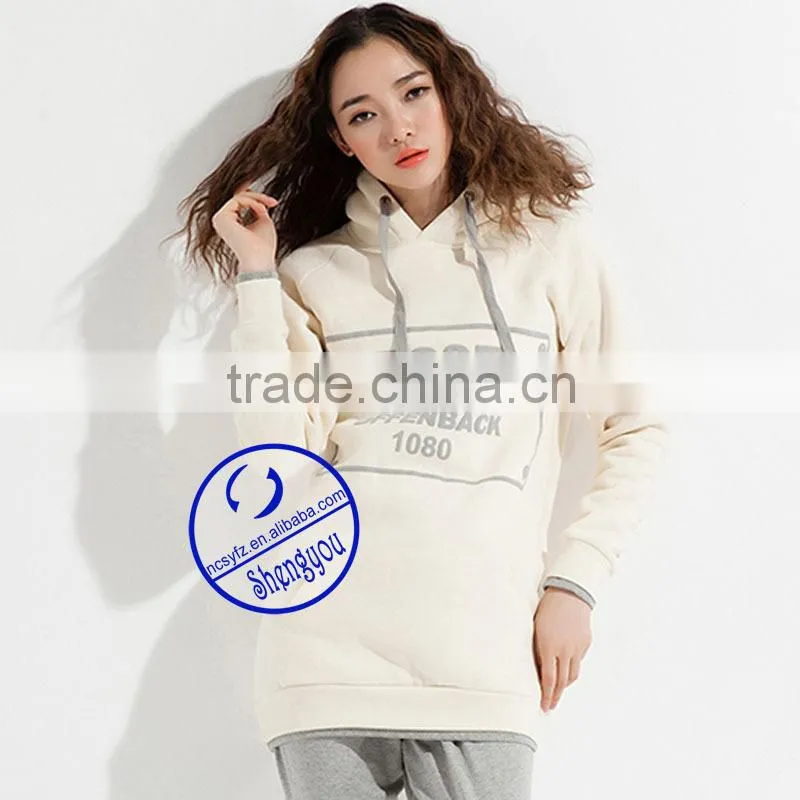 Custom pullover printed long hoodies for women
