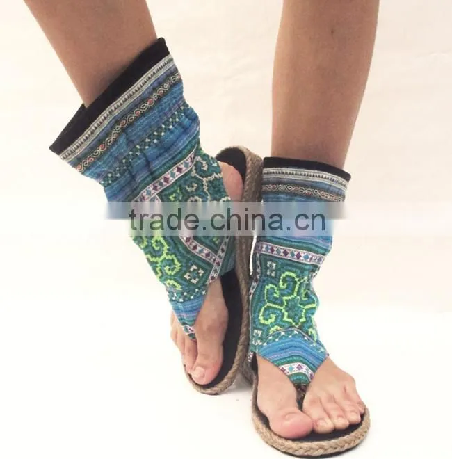 Tribal Fabric Sandals, One of a kind vegan friendly hand-dyed ethnic flip flops