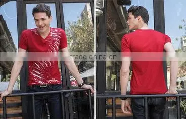 Fashion Summer Printed V-neck Men's T Shirt Design