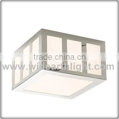 UL CUL Listed Nickel Finish Square Ceiling Flush Mount With Glass Diffuser C81393
