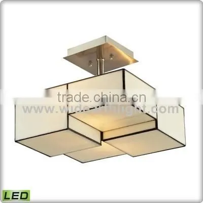 UL CUL Listed Nickel Finish Square Ceiling Flush Mount With Glass Diffuser C81393