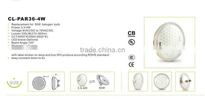 4w 9v 19v par lamp Replace 50w halogen lamp