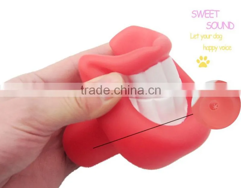 Pet chew trainning teeth shape toys smile red toy plastic teeth for dog playing toys pet vinyl toy dog teeth toy
