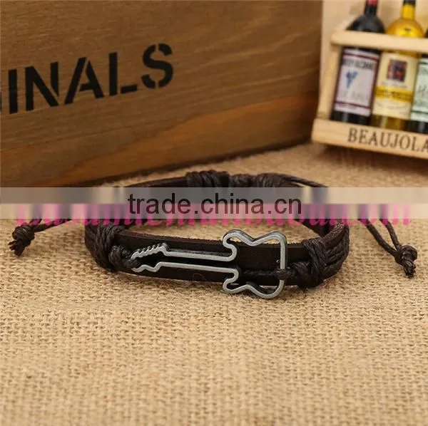 Leather bracelet factory wholesale hollow guitar bracelet leather man