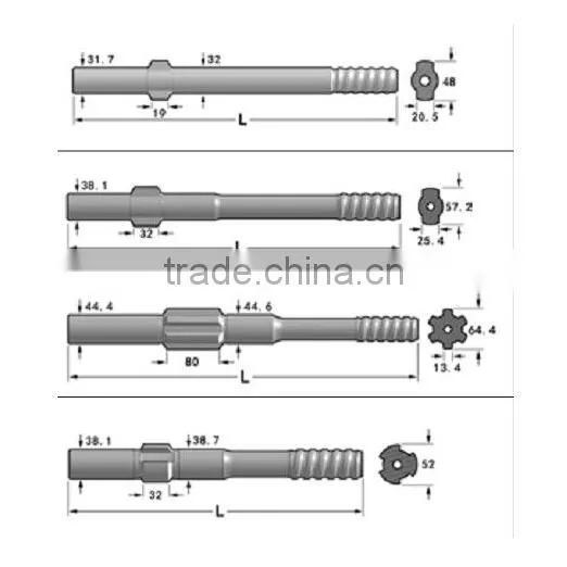 threaded rock drill t38 shank adapter