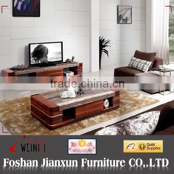 C336# marble top wood coffee table