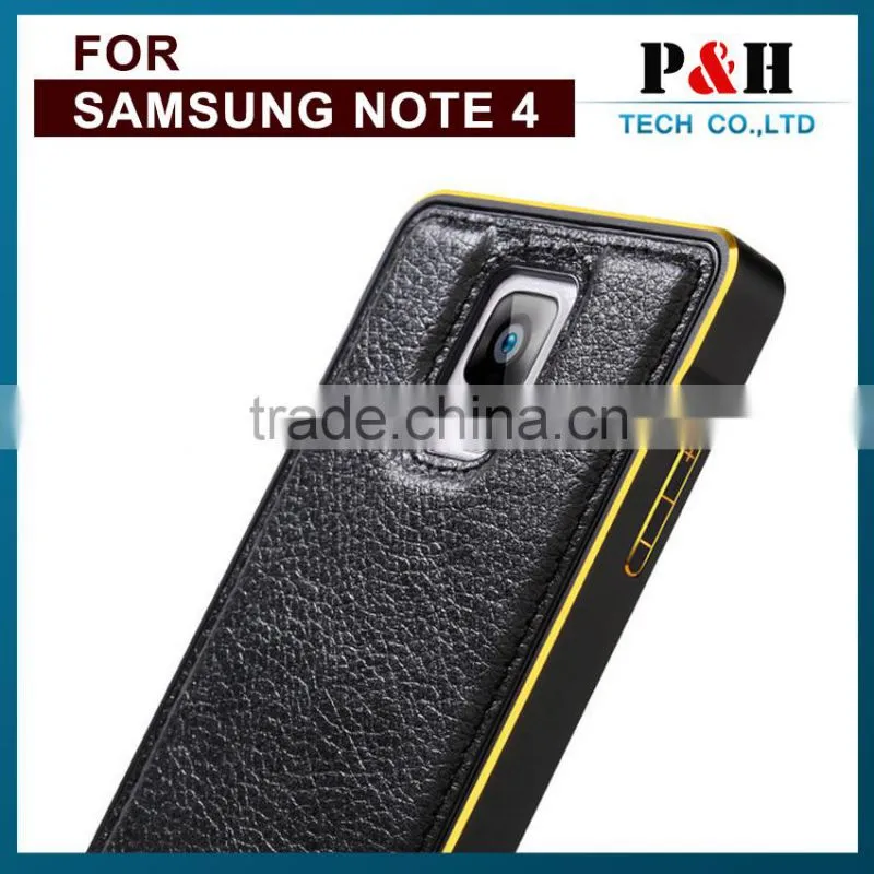 For Samsung Galaxy Note 4 sublimation case aluminum bumper genuine leather case