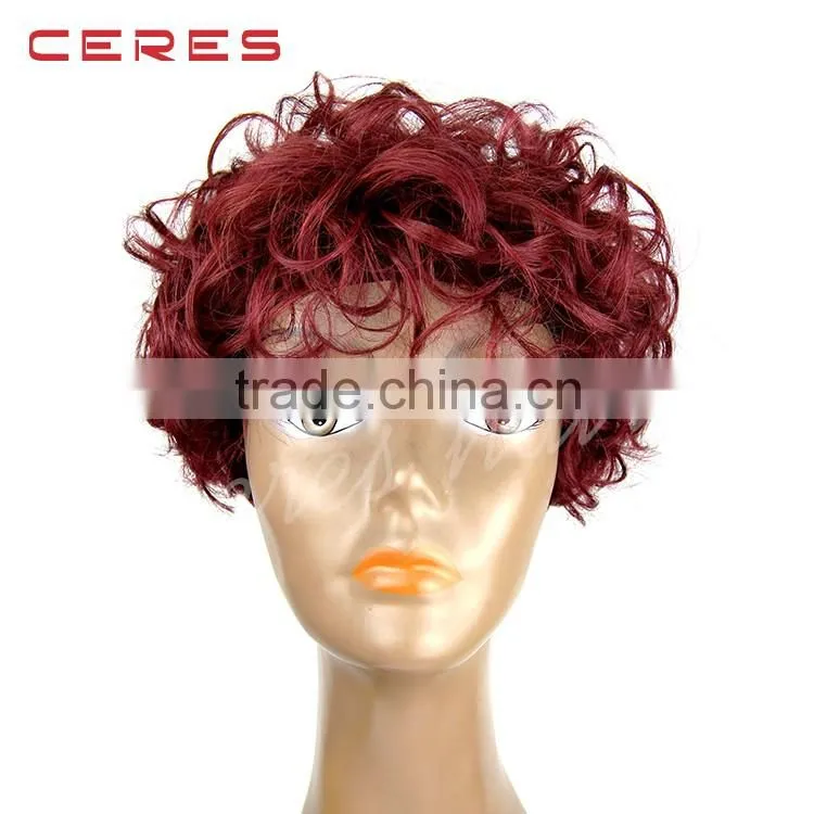 short cosplay wig lace wig human hair for christmas or halloween party wig