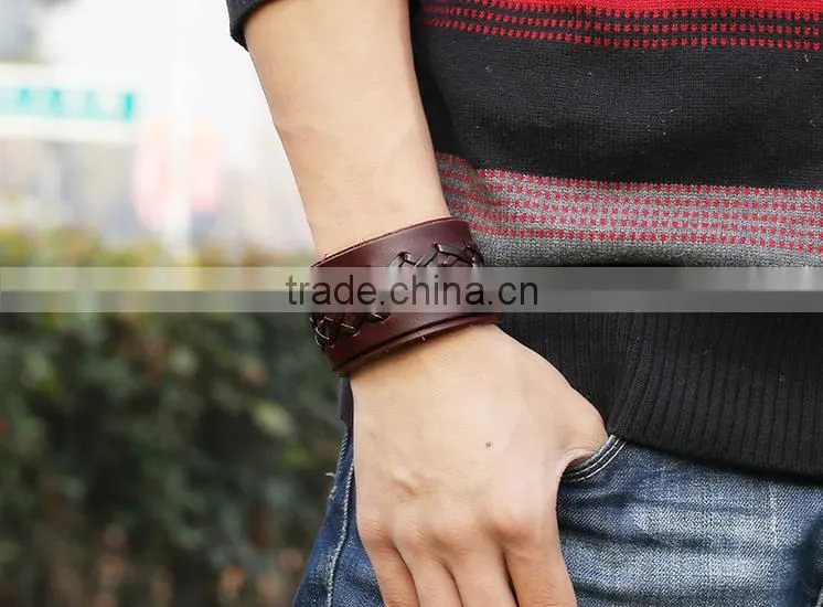 genuine italian wide leather bracelet,leather wrap bracelet