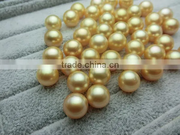 seawater loose pearl 9-12mm AAAA gold pearl good luster perfect round pearl