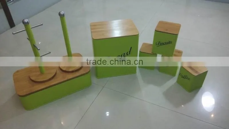 8pcs kitchen storage bread box and canister set