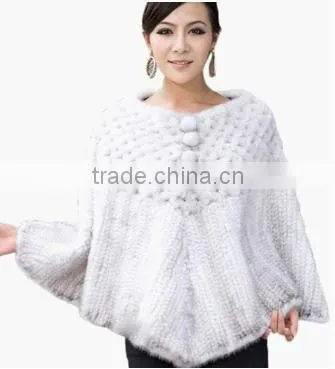 Women's faux Fur Knitted Cape Coat