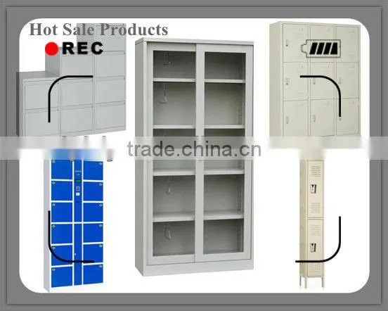 KFY-CB-15 Glass Sliding 2 Doors Metal Cupboard