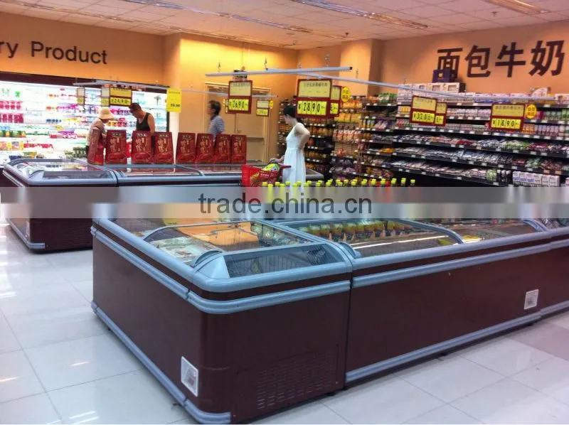 Island Freezer Supermarket Refrigeration Equipment CE commercial freezer curved freezer island freezer