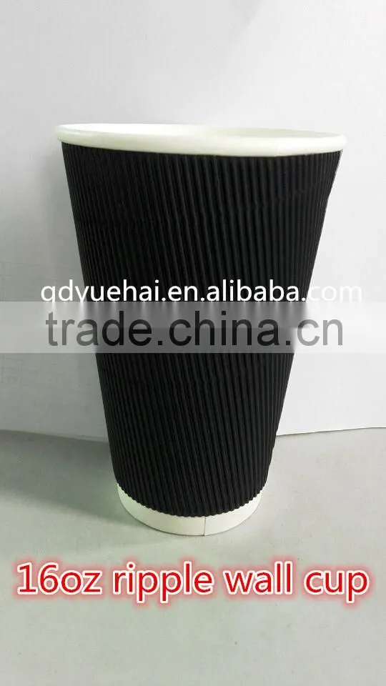 hot sale 16oz black ripple wall cup make in China foshan city