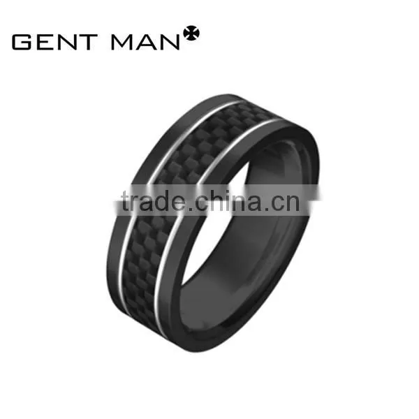 8mm (not glue carbon fiber) carbon fiber ring tungsten ring with bezel setting 3pcs cz