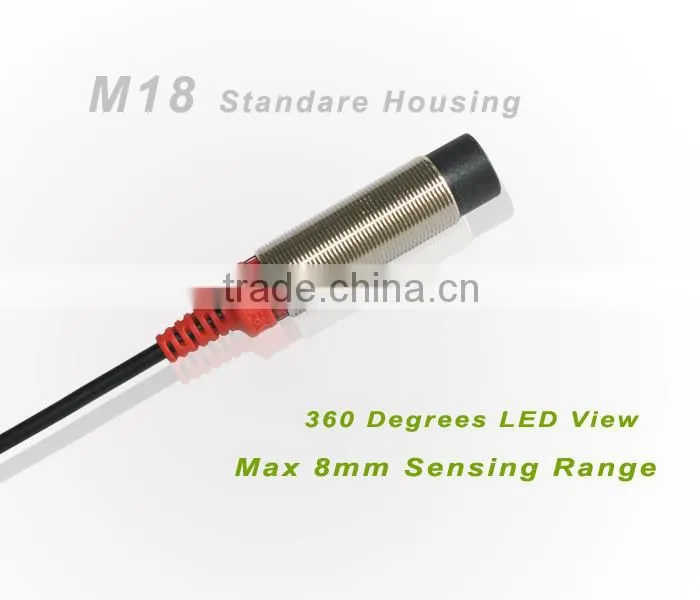Inductive Proximity Sensor F3C-18KS05 series, M18 Cylindrical Inductive Sensor, DC12~24v, 3-wire, 2m Soft Cable.