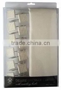plant design polyester shower curtain with resin hooks