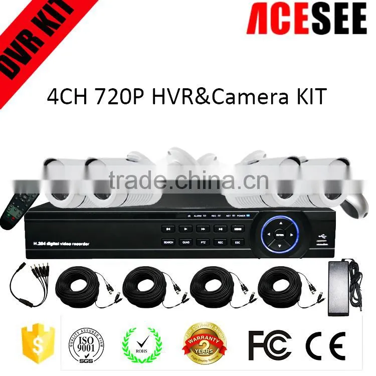 ACESEE new products H. 264 tribrid hvr&720p ahd camera 4 channel cctv kit