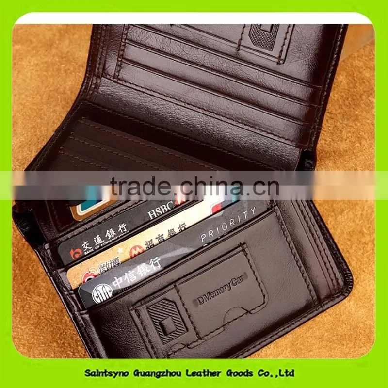 16411 Customized logo genuine leather men wallet