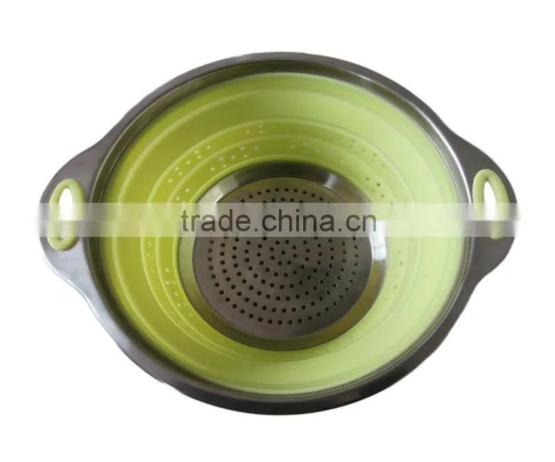 Best Selling Stainless Steel Silicone Foldable Colanders
